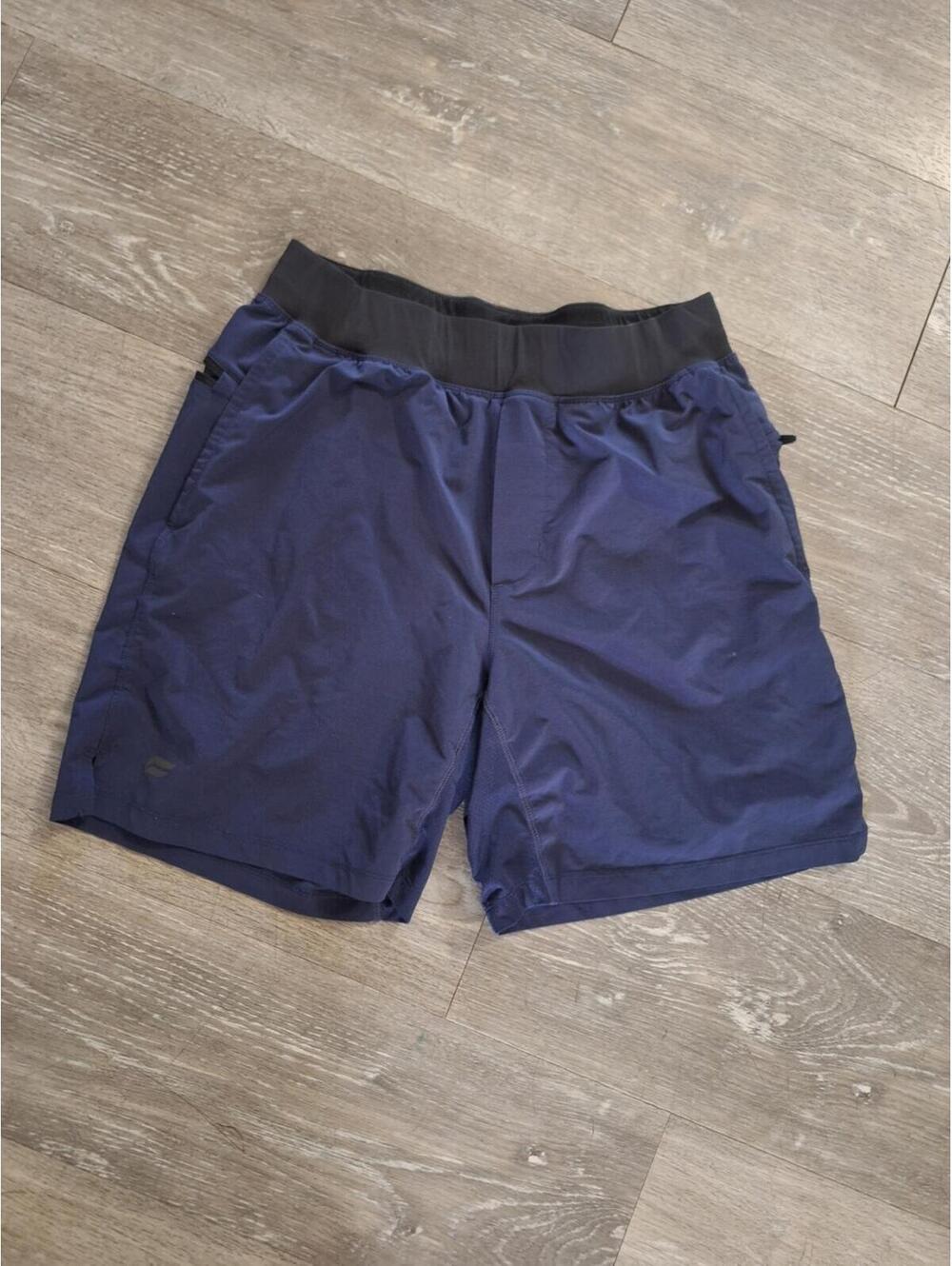 Fabletics Navy Men's Athletic Shorts with Black Waistband